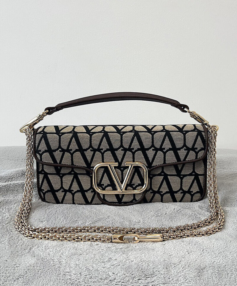 Valentino Loco Toile Iconographe Shoulder Bag Dark Coffee